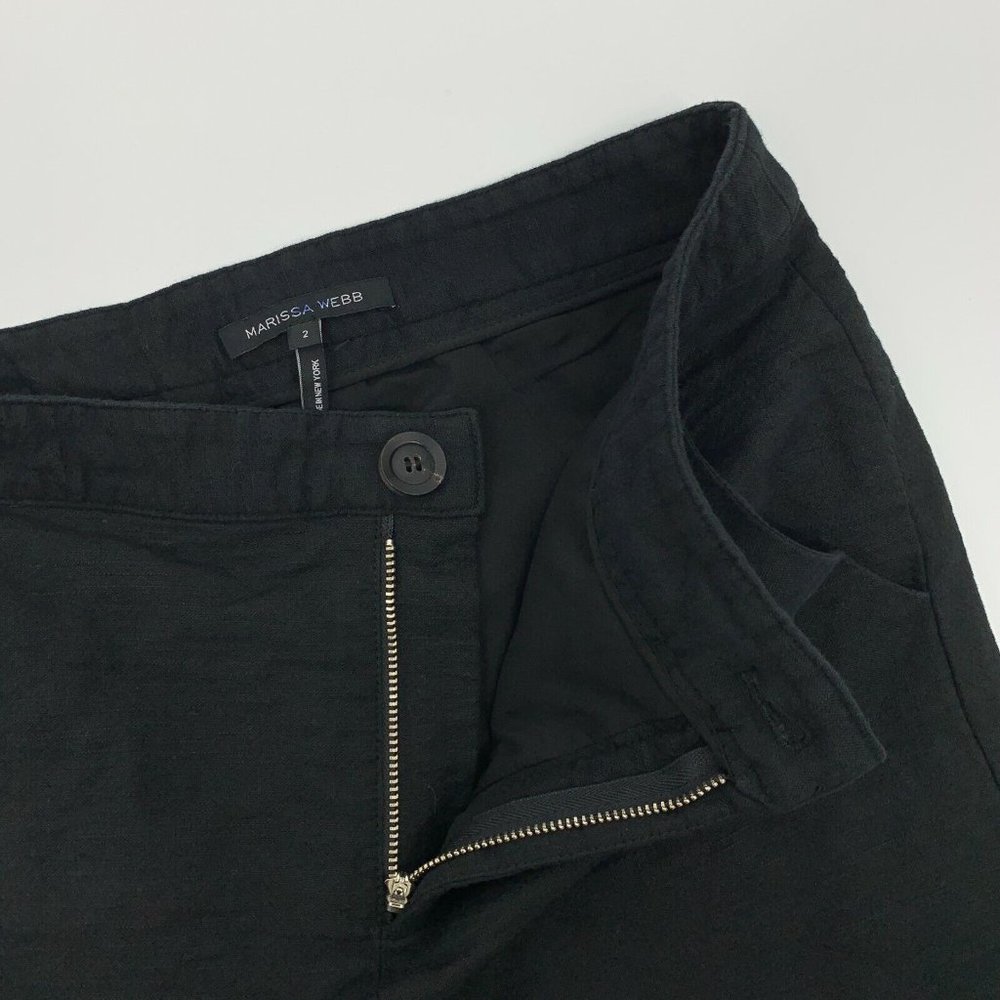 Marissa Webb Skirt Black Loris Scissor Front Asymmetrical Mini Linen - Picture 5 of 13
